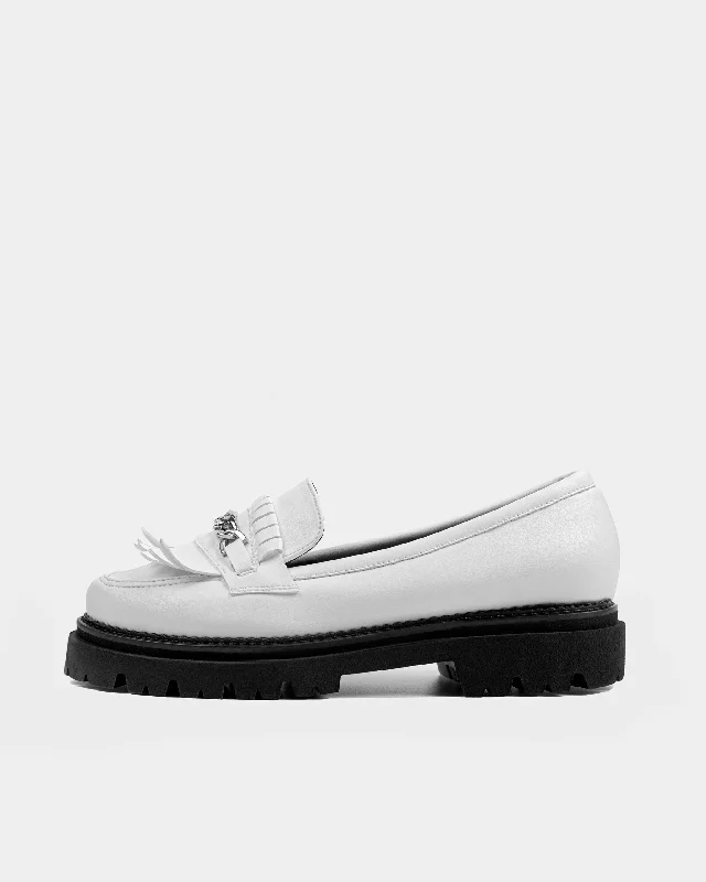 Women's casual slip - on shoes for easy wear Chunky Loafers White Grape Leather Loafers Women's casual slip - on shoes for easy wear Chunky Loafers White Grape Leather Loafers