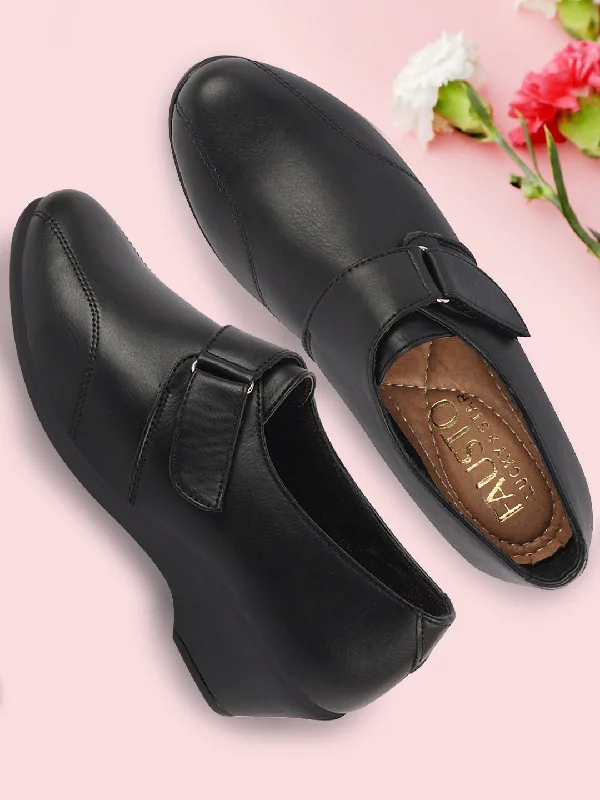 Women's casual shoes with polka - dot patterns for a fun look Women Black Outdoor Fashion Hook and Loop Platform Heel Slip On Shoes Women's casual shoes with polka - dot patterns for a fun look Women Black Outdoor Fashion Hook and Loop Platform Heel Slip On Shoes