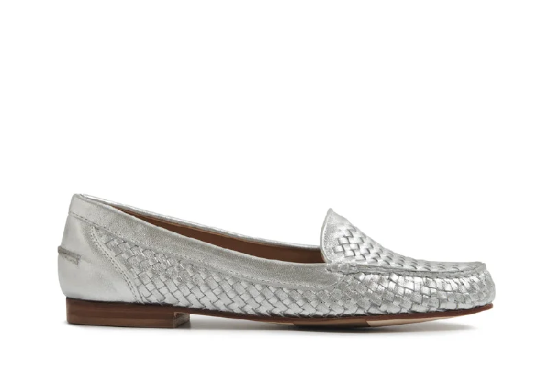 Silver woven leather