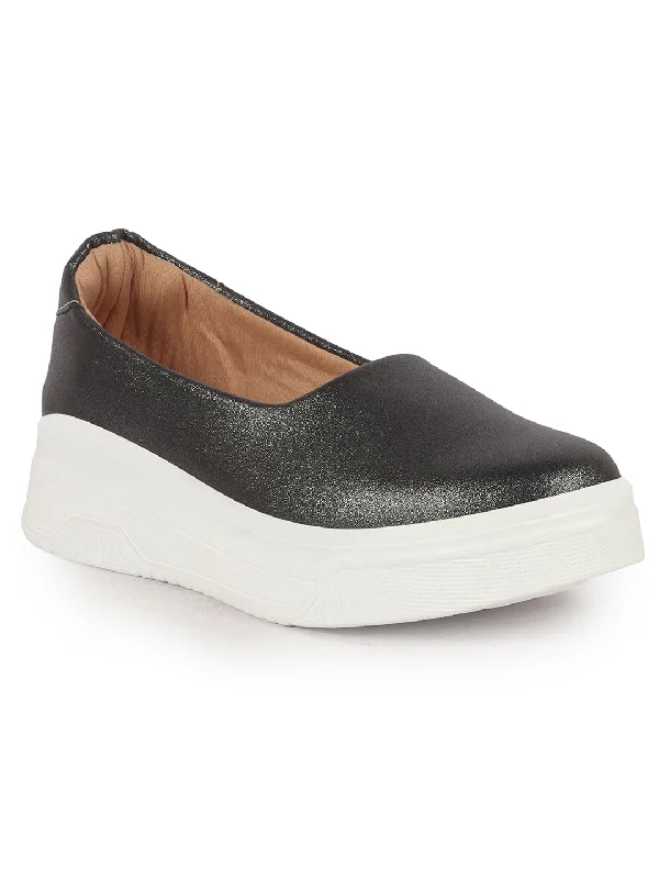 Women's casual shoes in black for a timeless color Women Dark Grey Height Enhancer Lightweight Glitter Slip On Shoes|Memory Cushion Insole|Party Slip On All Season Casual Shoe Women's casual shoes in black for a timeless color Women Dark Grey Height Enhancer Lightweight Glitter Slip On Shoes|Memory Cushion Insole|Party Slip On All Season Casual Shoe