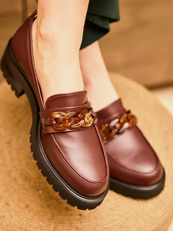 Women's Bow - Embellished Loafers in Red for a Feminine Touch Sherlock Vegan Grain Leather Loafers | Chocolate Women's Bow - Embellished Loafers in Red for a Feminine Touch Sherlock Vegan Grain Leather Loafers | Chocolate