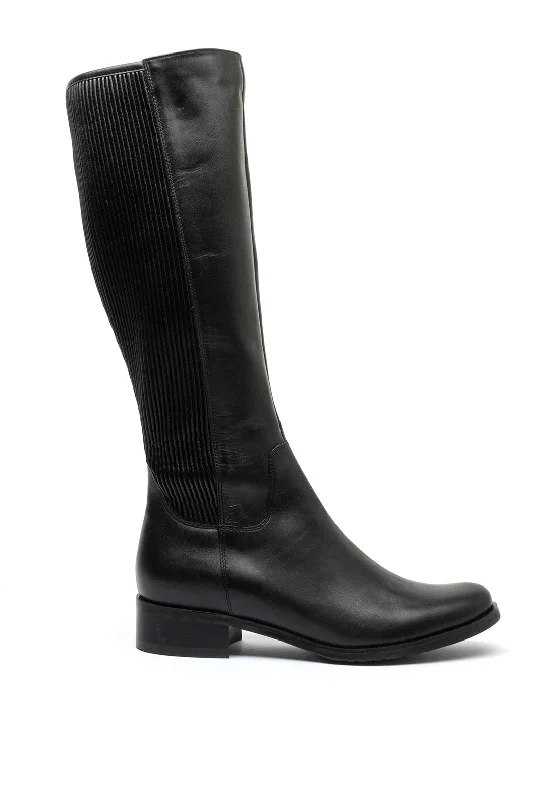 women's over-the-knee bootsBioeco by Arka Leather Stretch Panel Long Boots, Black