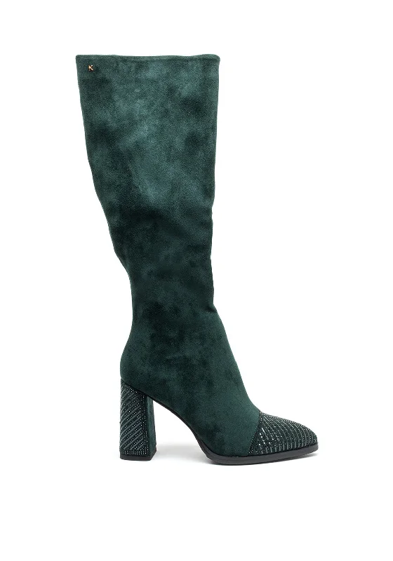 women's boots with red solesKate Appleby Edgware Embellished Knee-High Boots, Emerald Green