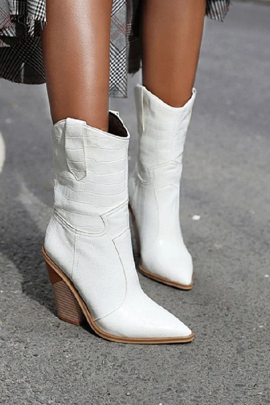 women's boots with unique designsSolid Color On-trend Boots