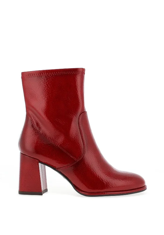 women's cowboy bootsTamaris Patent Block Heel Ankle Boots, Red