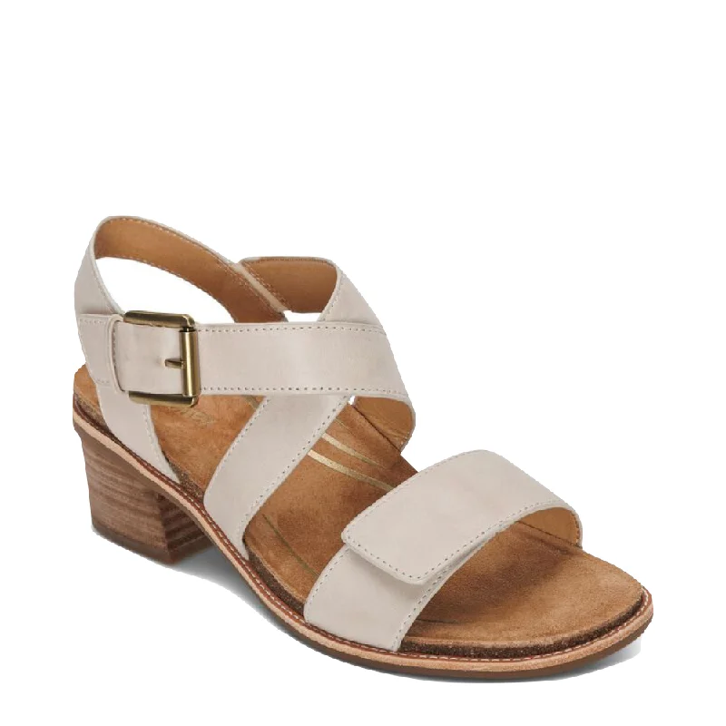 Women's Leather - Strapped Sandals with a Braided Detail in Brown for a Rustic AppealAetrex Women's Kristin Arch Support Block Heel Sandal in Ivory