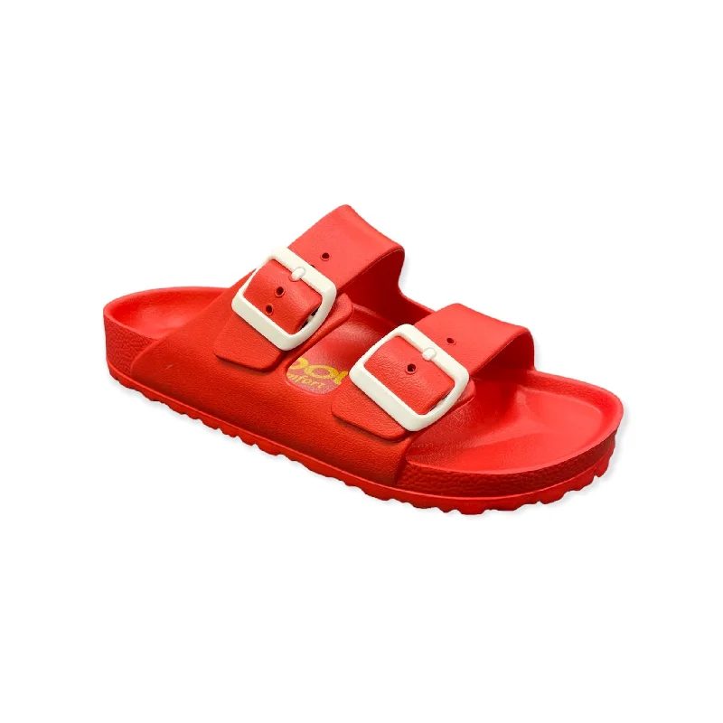 Women's Sandals with a Glitter - Coated Strap in Gold for a Sparkly Summer OutfitAlexis EVA - Red