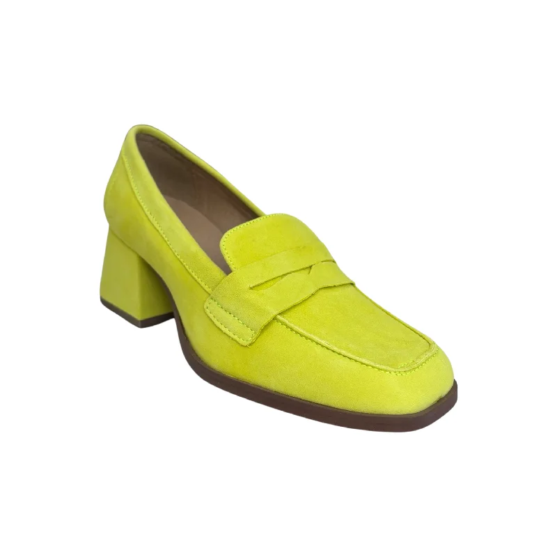 Women's Tassel - Trimmed Loafers with a Low Heel in Olive Green for a Trendy TwistAma Pear Block Heel