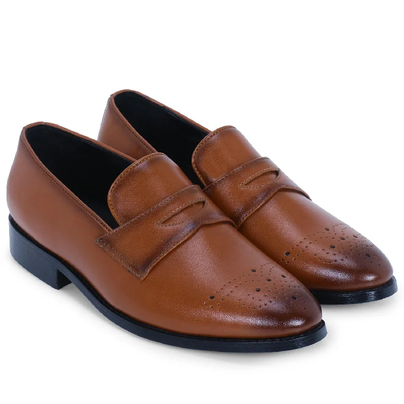 Women's Cashmere - Lined Loafers in Burgundy for Warmth in WinterBasel Brogues Tan Loafers