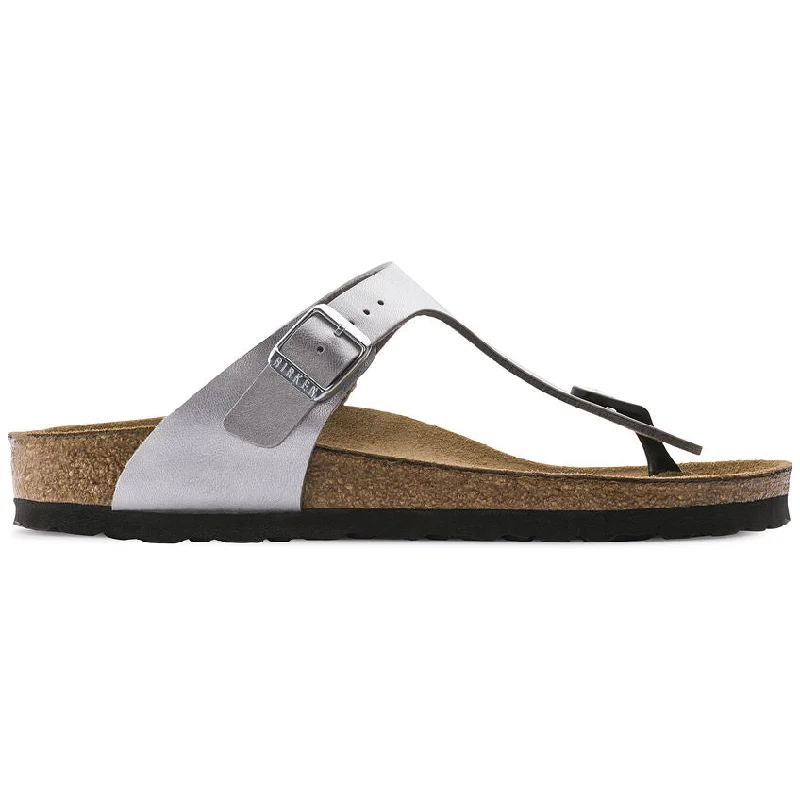 Sustainable Women's Recycled Material Sandals in Beige for Eco - Conscious ShoppersBirkenstock 43851 Gizeh BF Silver