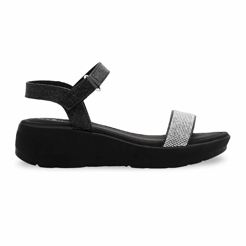 Women's Flat Slide Sandals with a Memory Foam Insole in White for All - Day ComfortBlack Formal Sandal PU0284