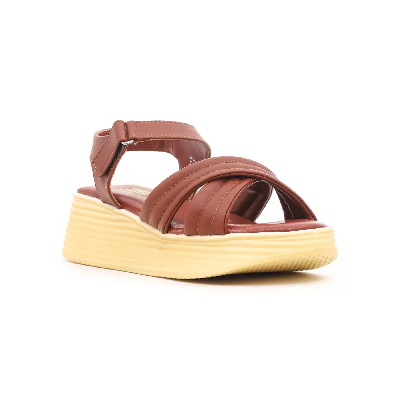 Women's Leather - Strapped Sandals with a Braided Detail in Brown for a Rustic AppealBrown Formal Sandal FR5077