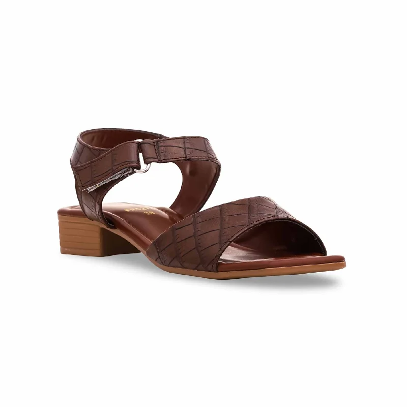 Women's Leather - Strapped Sandals with a Braided Detail in Brown for a Rustic AppealBrown Formal Sandal FR5278