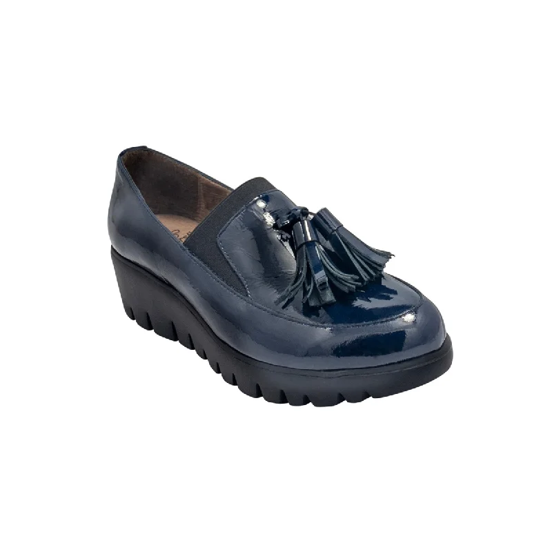 Women's Cashmere - Lined Loafers in Burgundy for Warmth in WinterC3342 Navy Patent Loafer Wedge