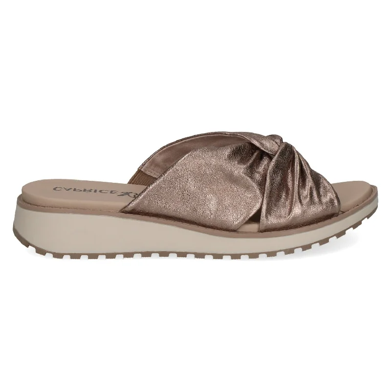 Women's Sandals with a Glitter - Coated Strap in Gold for a Sparkly Summer OutfitCaprice 9 27202 42 341 TAUPE METALLIC