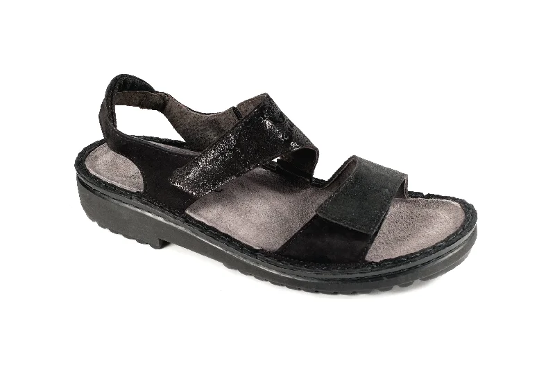 Orthopedic Women's Sandals with Arch Support in Gray for Foot HealthEnid - Black Lace