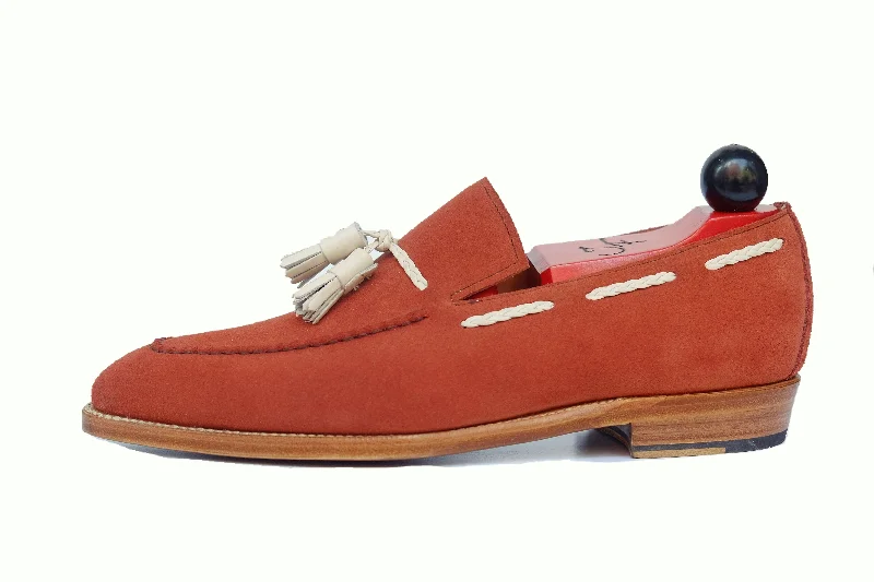 Women's Fur - Lined Loafers in Tan for a Cozy Winter OptionEskapa - MTO - Rust Suede / Natural Crust Tassel - LPB Last - Single Leather Sole