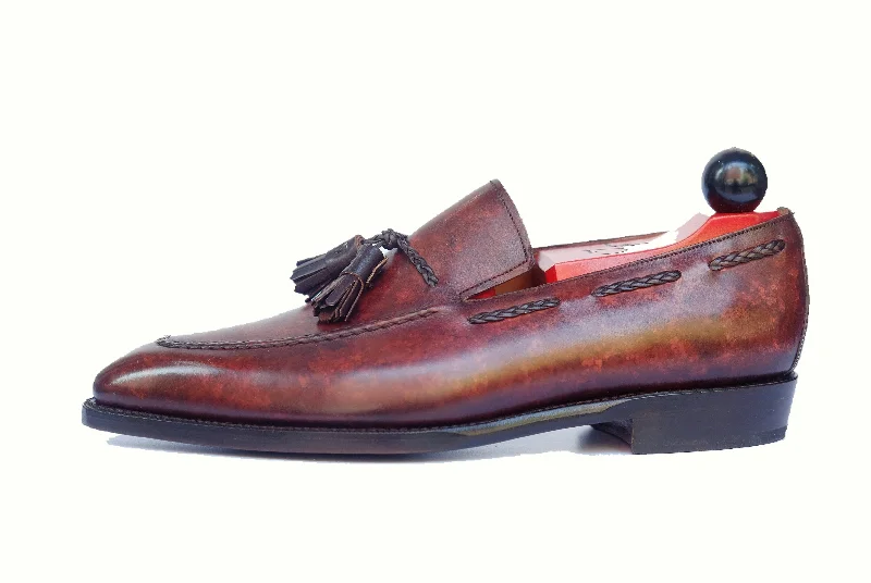 Waterproof Women's Loafers in Black for Rainy DaysEskapa - MTO - Walnut Marble Patina - LPB Last - Single Leather Sole