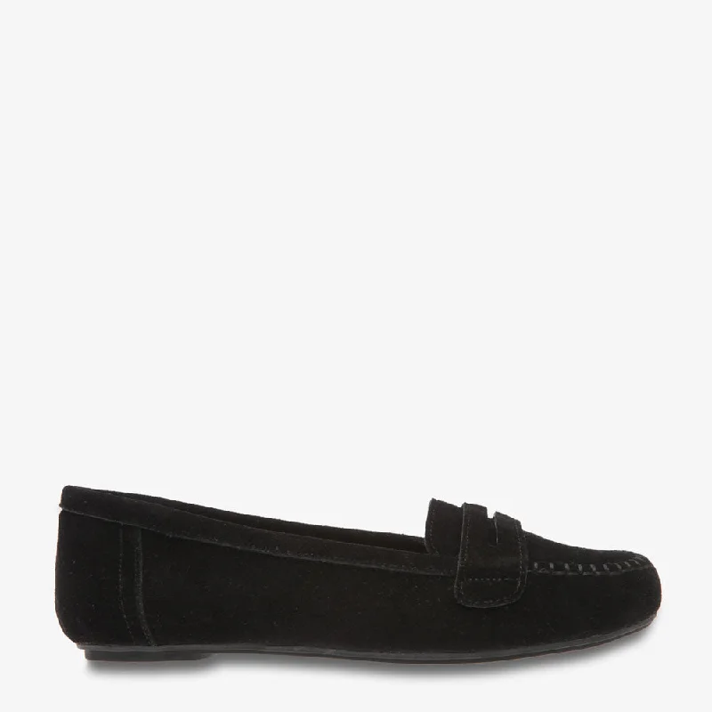 Child - Friendly Women's Loafers in Purple for Moms on the GoFifi Black Suede Loafer