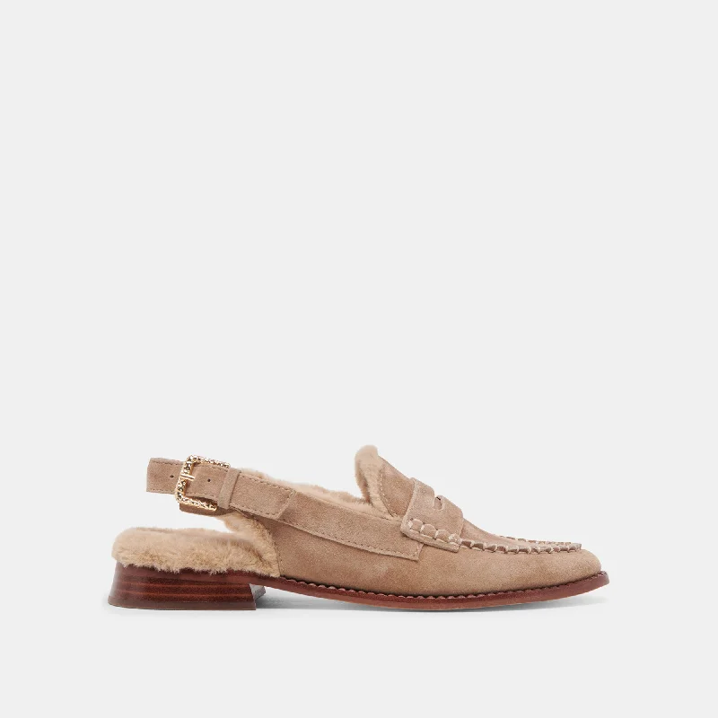 Women's Fur - Lined Loafers in Tan for a Cozy Winter OptionHARDI PLUSH LOAFERS MUSHROOM SUEDE