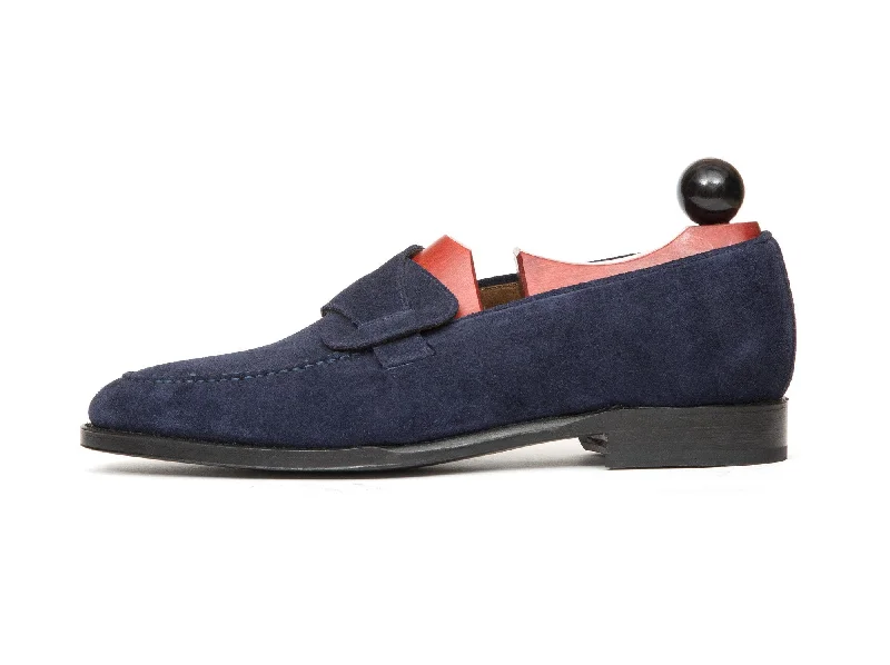 Women's Geometric - Patterned Loafers in Multicolor for a Fashion - Forward LookHawthorne - MTO - Dark Blue Suede - TMG Last - Single Leather Sole