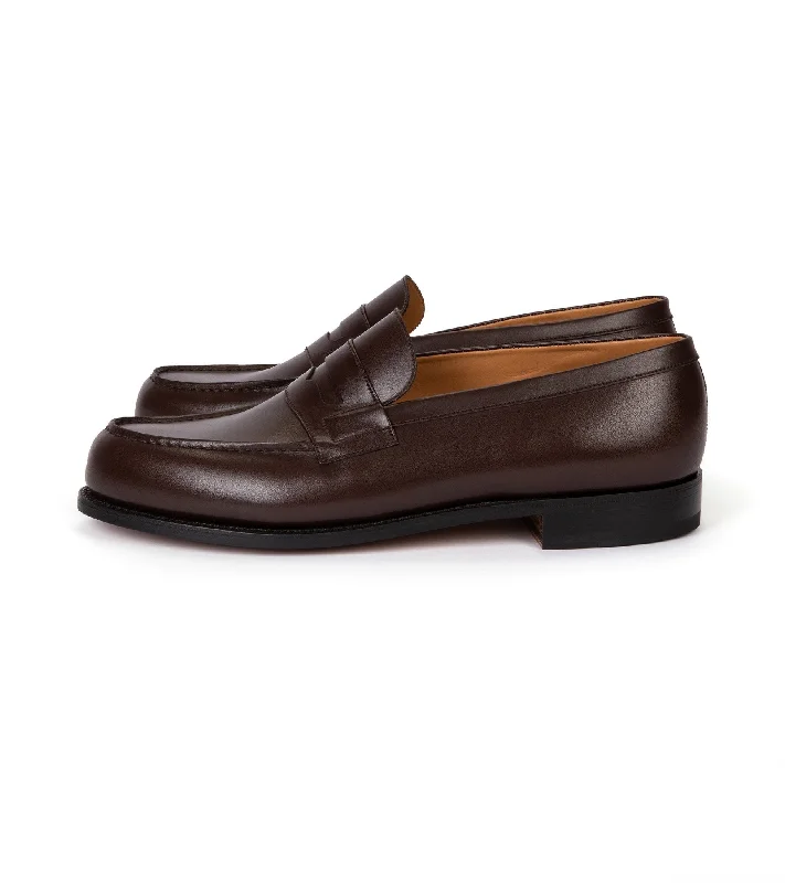 Women's Tassel - Trimmed Loafers with a Low Heel in Olive Green for a Trendy TwistJ.M. Weston Boxcalf Leather 180 Loafer: Dark Brown