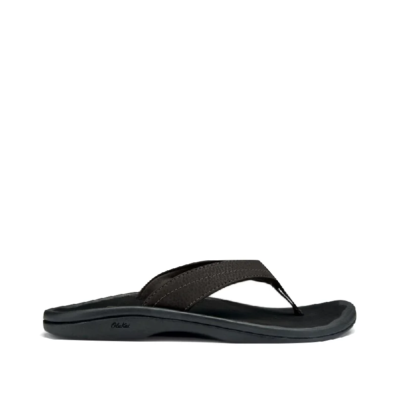 Sustainable Women's Recycled Material Sandals in Beige for Eco - Conscious ShoppersOluKai Women's Ohana Thong Sandal in Black