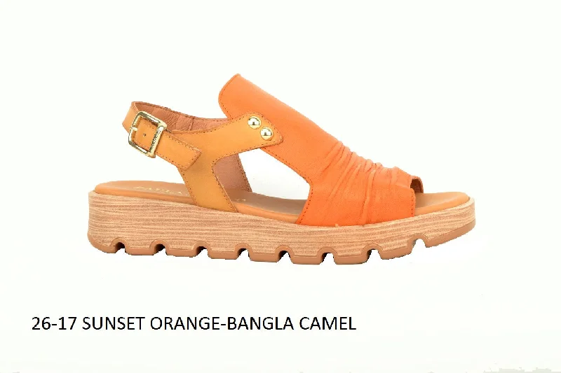 Women's Sandals with a Glitter - Coated Strap in Gold for a Sparkly Summer OutfitPaula Urban 26 17 Sunset Orange