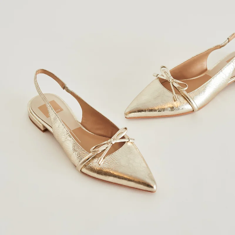 Women's Metallic Foil - Finish Loafers in Gold for a Glamorous Night OutPAYGE FLATS PLATINUM DISTRESSED LEATHER