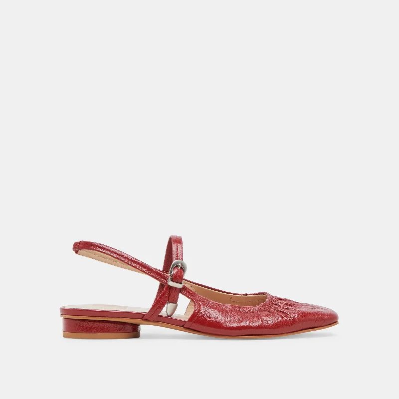 Shock - Absorbing Women's Loafers in Gray for Active LifestylesRIANNE FLATS RED CRINKLE PATENT