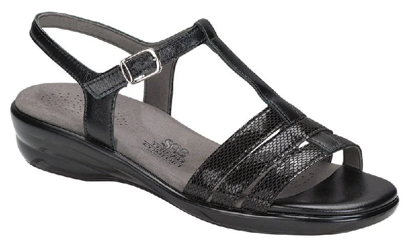 Shock - Absorbing Women's Sandals with a Soft Insole in Black for Active LifestylesSAS Capri