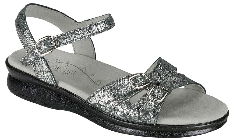 Women's Rhinestone - Embellished Open - Toe Sandals in Silver for a Glamorous Party LookSAS Duo 25