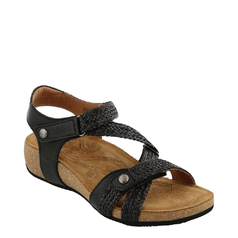 Women's Cork - Soled Espadrille Sandals with a Rope - Trimmed Upper in Navy for a Summer VibeTaos Women's Trulie Strap Sandal in Black