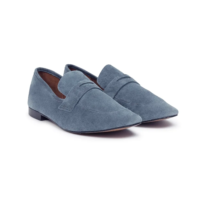 Women's Cashmere - Lined Loafers in Burgundy for Warmth in WinterThe Sunday Papers Loafer | Denim Blue Suede