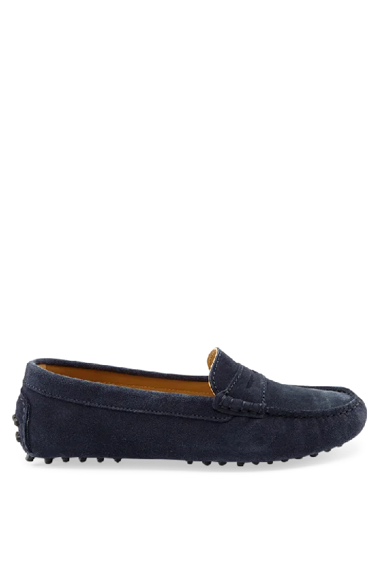 Child - Friendly Women's Loafers in Purple for Moms on the GoWomen's Navy Suede Penny Driving Loafers