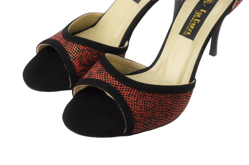 Wide - Width Latin Dance Shoes in Red with High Heels for a Sexy LookQueen Leopard