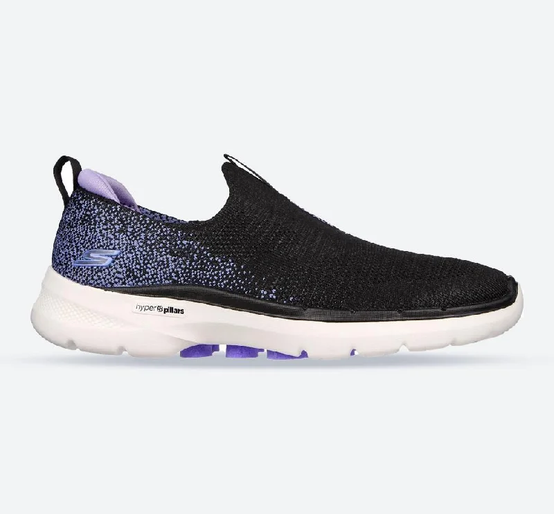 Smart - Tech Women's Sneakers with Fitness Tracking Features for Active Lifestyle EnthusiastsWomen's Wide Fit Skechers 124502 Go Walk 6 Glimmering Sneakers - Black/Lavender