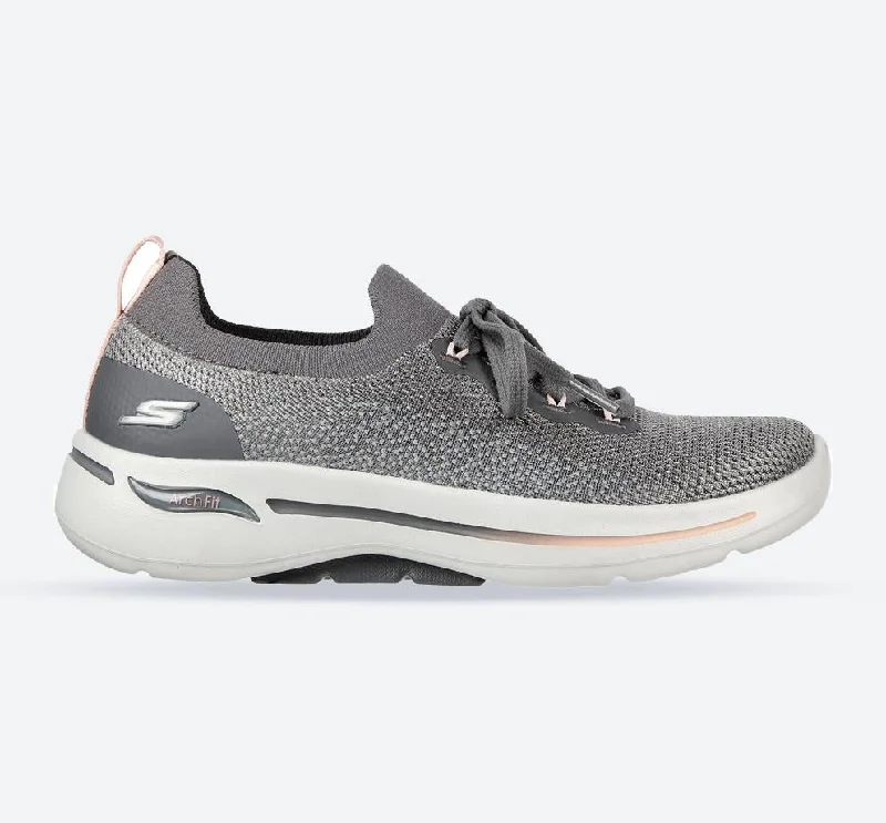 Women's Sneakers with Heel - Stabilizing Technology for Better Balance During RunningWomen's Wide Fit Skechers 124863 Go Walk Arch Fit Clancy Sneakers - Grey/Pink