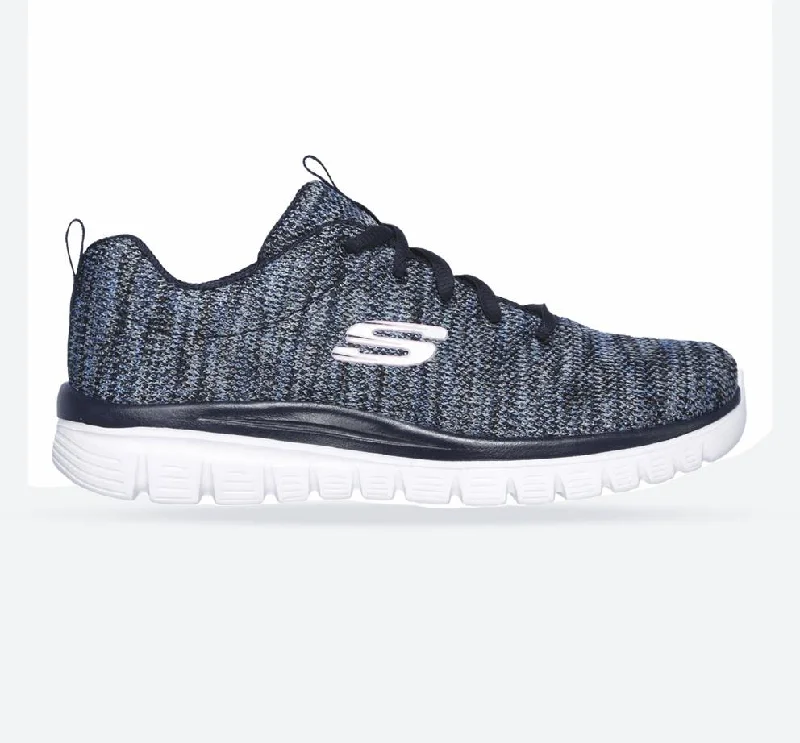 Retro - Style Women's Sneakers in Pastel Colors for a Nostalgic and Fashionable VibeWomen's Wide Fit Skechers 12615  Graceful Get Connected Sports Sneakers - Navy/Blue