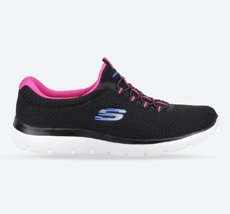 Women's Sneakers with Removable Insoles for Easy Cleaning and CustomizationWomen's Wide Fit Skechers 12980 Summits Slip On Sports Sneakers - Black/Hot Pink