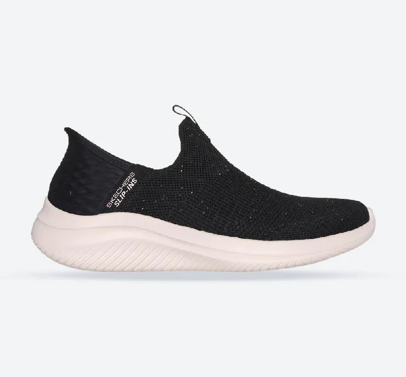 Foldable Women's Travel Sneakers for Compact Storage in LuggageWomen's Wide Fit Skechers 149594 Slip-ins Ultra Flex 3.0 Sneakers -  Black/Rose Gold