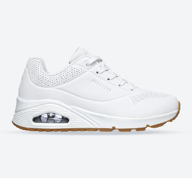 Vegan - Friendly Women's Sneakers Made from Recycled Materials for an Eco - Conscious ChoiceWomen's Wide Fit Skechers 73690 Uno Stand On Air Walking Sneakers - White