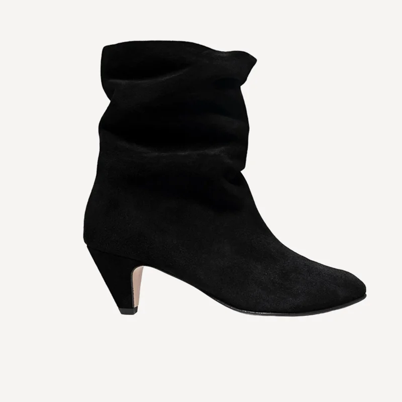 women's heeled boots with studsAnonymous Copenhagen Vully 50 Stiletto Black Suede Boots