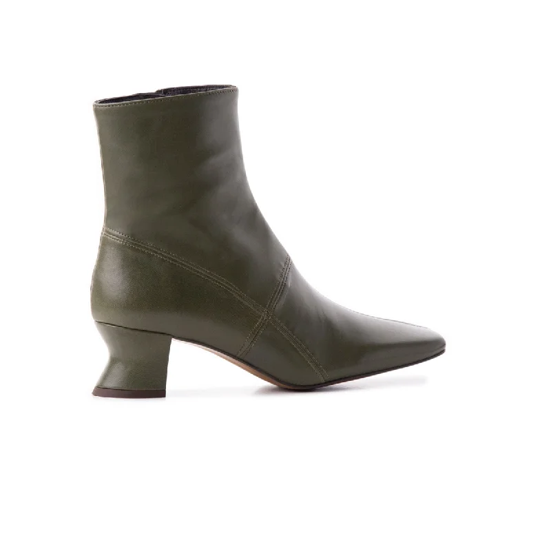 women's leather ankle bootsBurton Khaki Leather