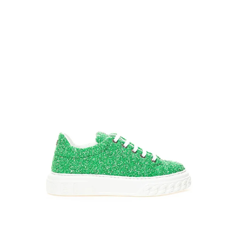 women's booties with platformCasadei Elegant Green Leather Women Sneakers