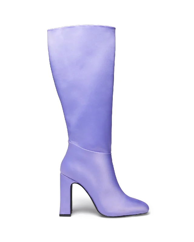 women's heeled boots for fashion bloggersMuse Tall Boot Lilac Satin