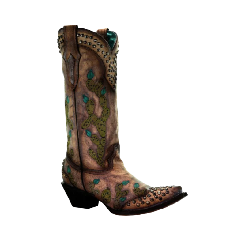 women's cowboy boots for plus sizeCorral Women's Saddle Nopal Cactus Embroidered Boots