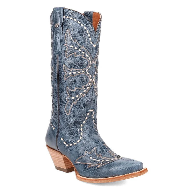 women's cowboy boots with square toeDan Post Womens Mesa Blue Leather Cowboy Boots