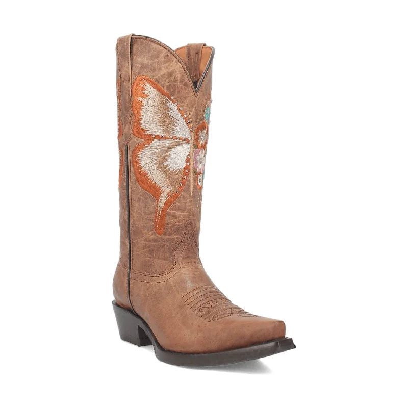 women's cowboy boots for ridingDingo Womens Duchess Butterfly Brown Leather Cowboy Boots