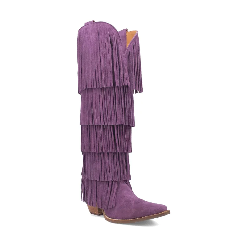 women's cowboy boots with snip toeDingo Womens Wild Child Purple Suede Cowboy Boots